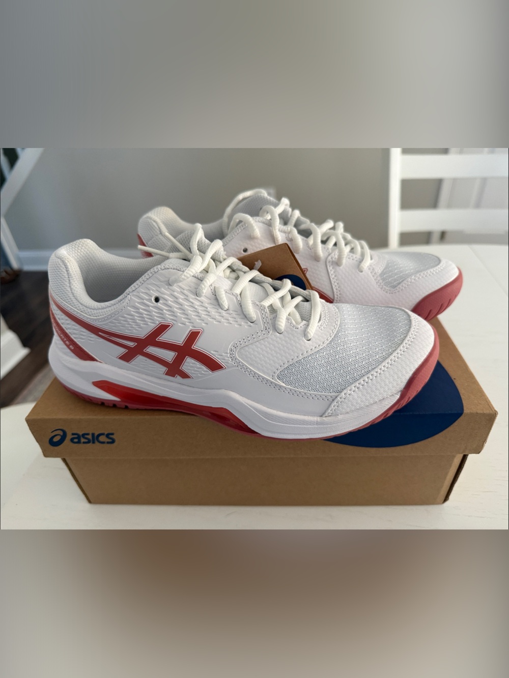 ASICS Women’s White and Pink Low-Top Sneakers